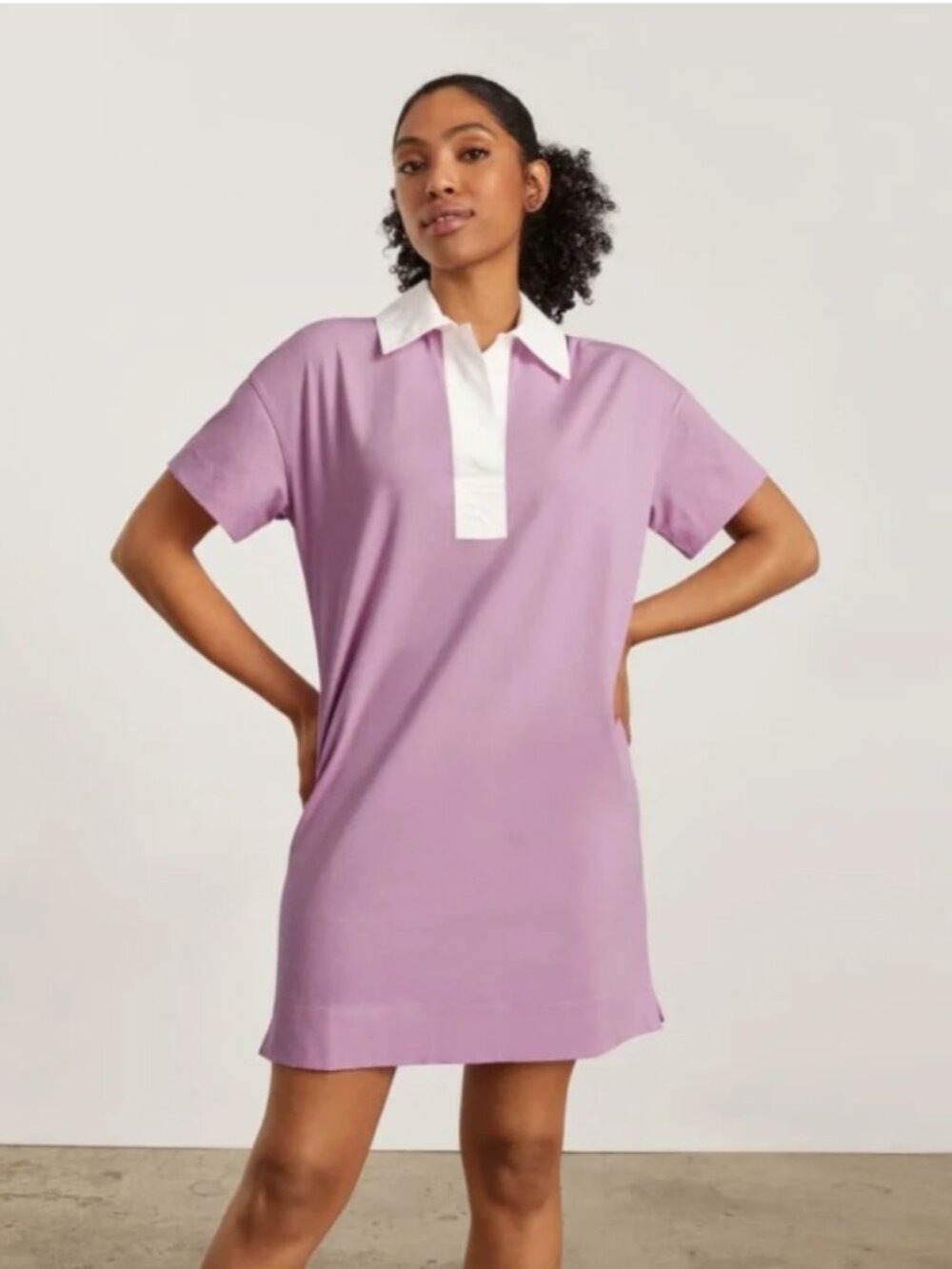 Everlane The Organic Cotton Polo Mini Shirtdress In Mauve XS NWOT